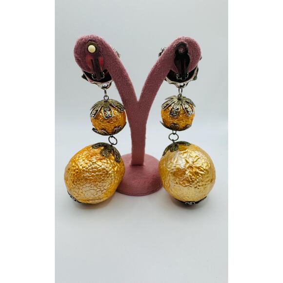 Vintage Oversized Gold Drop Statement Earrings - Picture 2 of 3